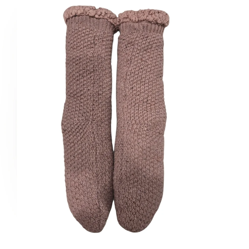 UGG NESSIE COZY FLEECE CROCHET KNIT SLOUCHY SOCKS. MAUVE FOG. NO TASSLES.